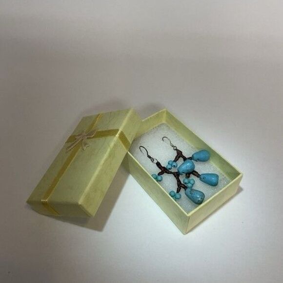 NWT Pannee Turquoise Branch Dangle Earrings Artisan Southwest Boho - Picture 10 of 13